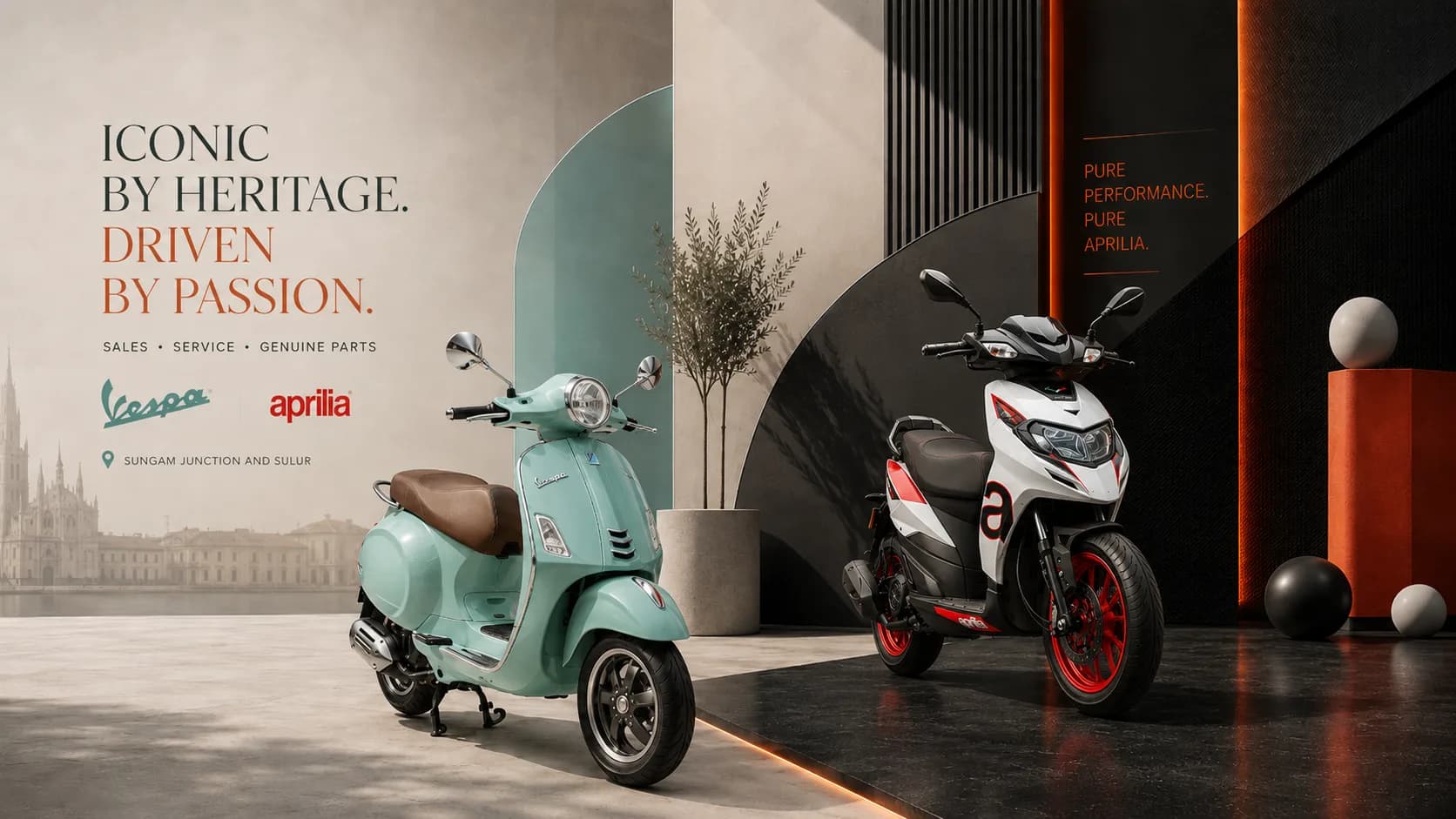 Iconic by heritage, driven by passion — Vespa and Aprilia at Sungam Junction and Sulur
