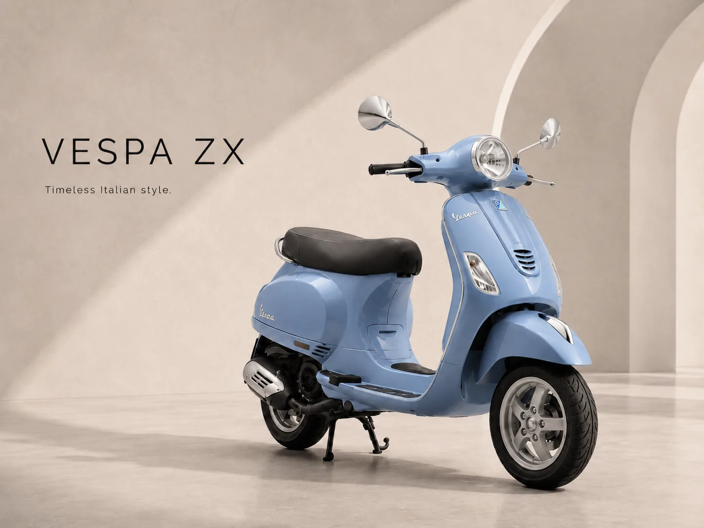 Vespa ZX at SKBM, the Vespa showroom in Coimbatore, Tamil Nadu