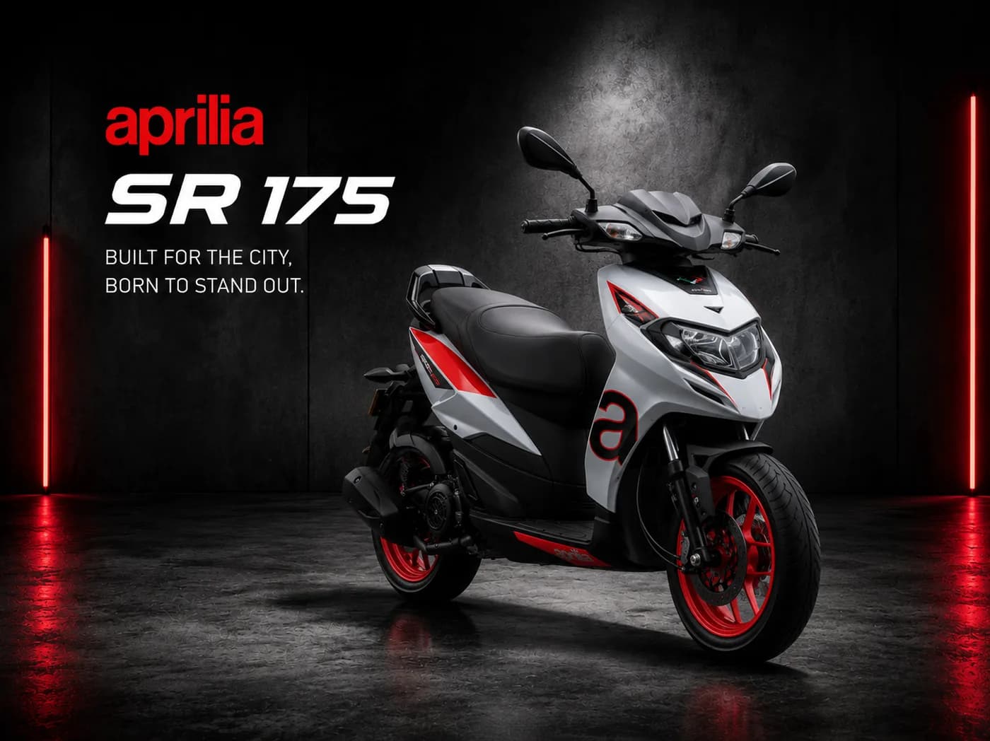 Aprilia SR 175 at SKBM, the Aprilia showroom in Coimbatore, Tamil Nadu