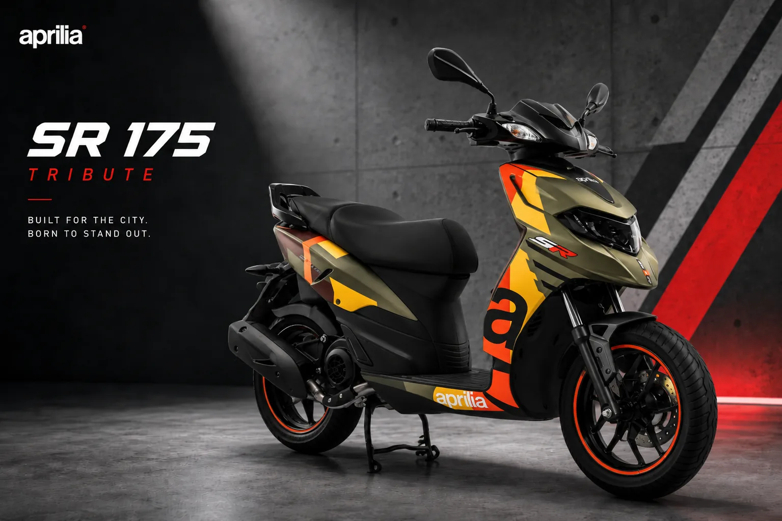Aprilia SR 175 Tribute at SKBM, the Aprilia showroom in Coimbatore, Tamil Nadu
